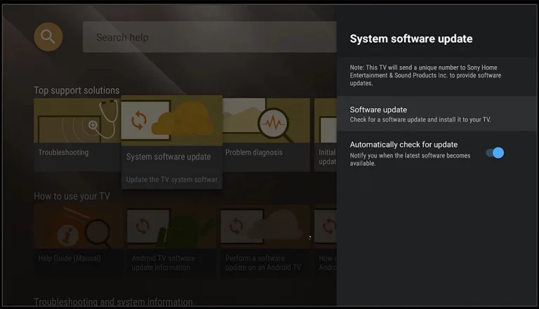   انتخاب گزینه Check for a System Update 